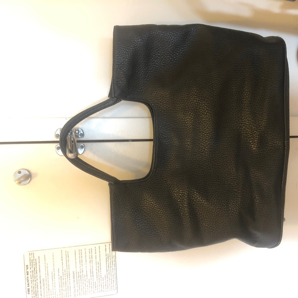 Black Faux Leather Tote Bag